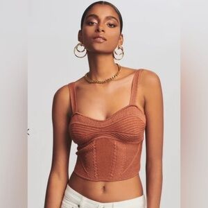 NEW Retrofete Bronze Brown Lurex Metallic Sleeveless Knit Geneva Crop Top NWOT